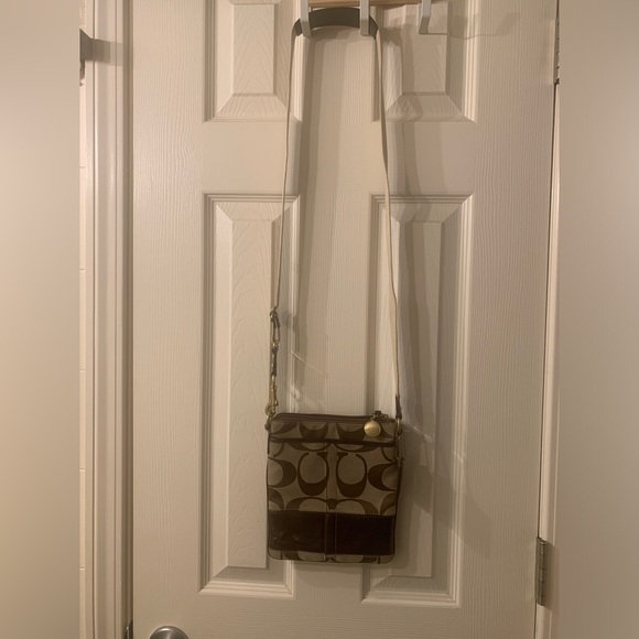 Coach Cross Body Bag Logo Print-canvas/tan - Picture 1 of 14